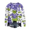 Women's Fashion Round Neck Pullover Top Long Sleeve Tee Christmas Printed Sweatshirt