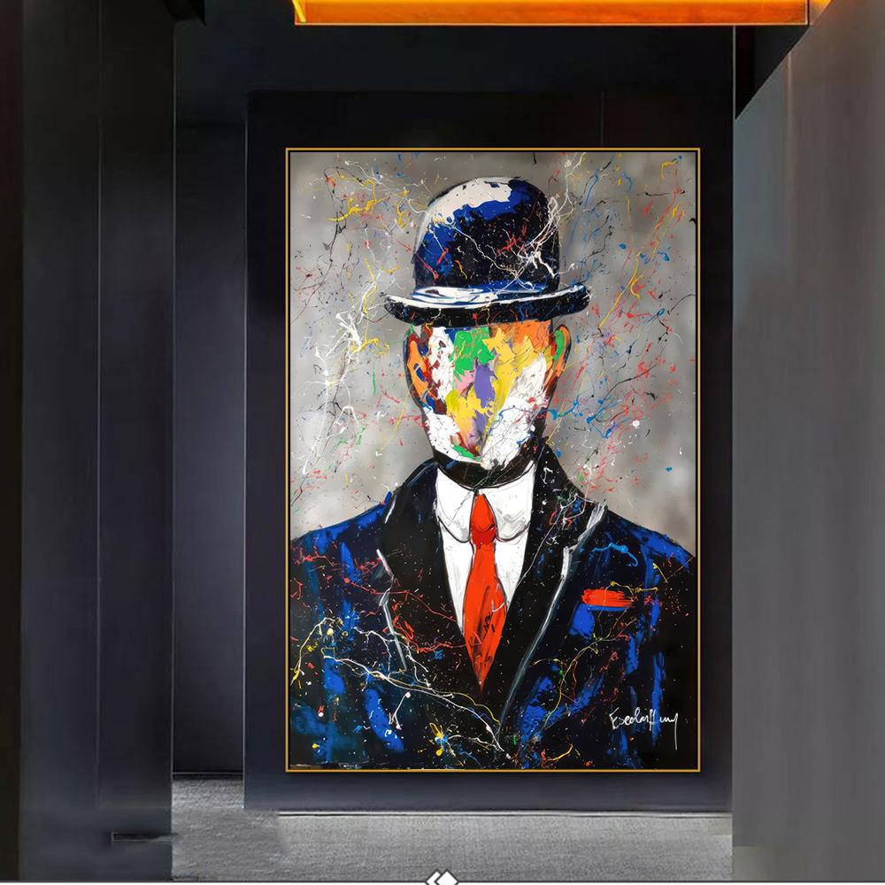 Абстрактные граффити, уличное искусство Магритта, знаменитый холст, живопись, постеры, портретные принты Сына Человеческого, поп-картины Куадрос для украшения гостиной