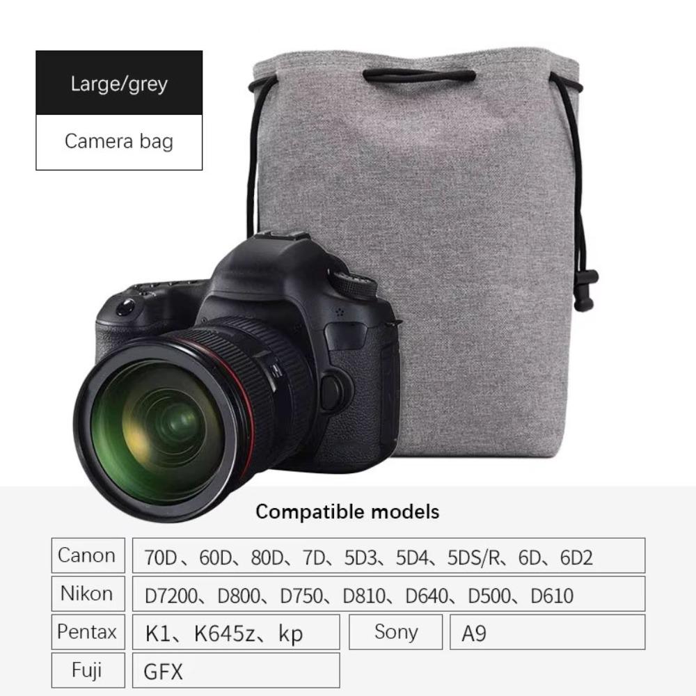 Compact Camera Bag Lightweight Photography Protective Bag Lens Drawstring Pouch Outdoor