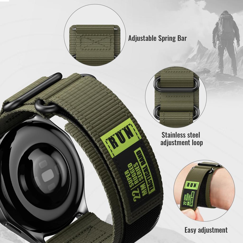 22-мм ремешок для часов Garmin Vivoactive 4, Forerunner 255 265, Venu 3/2, Спортивный нейлоновый ремешок на липучке для Huawei Watch GT5 4 3 2