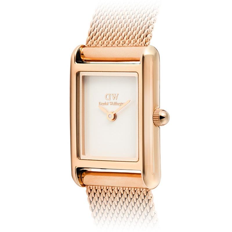 DANIEL WELLINGTON Часы Кварцевый Механизм Белый Циферблат Женские Часы Часы Розовое Золото Ограниченная Серия Мини Мини Современные Квадратные Часы DW00100929