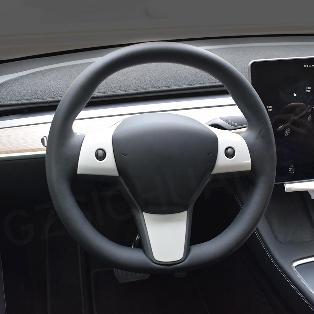 Панель рулевого колеса автомобиля, чехол на руль, защитная декоративная наклейка для модели Tesla 3 года 2022 2023