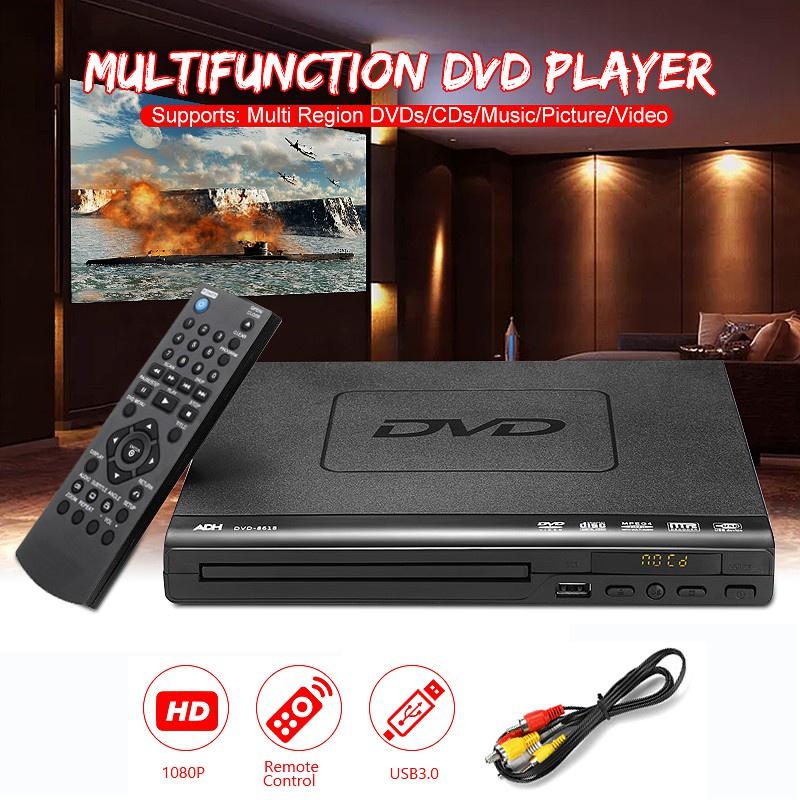 15 Вт 1080P 320*200*38 мм DVD-плеер Множественное воспроизведение Просмотр под разными углами USB Мини-DVD-плеер с пультом дистанционного управления