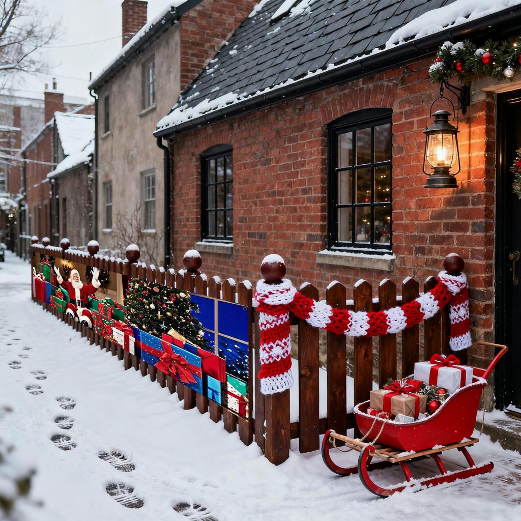 Large Merry Christmas Banner Santa's Forest Gift In The Snow Suitable For Indoor And Outdoor Use Ideal For Patios, Fences, And Lawns