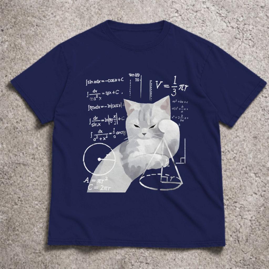 Unisexs Casual Math Cats Graphic TShirt Summer Short Sleeve Round Neck Top Cat Meme Design Fun Print Tee Y2k TShirt