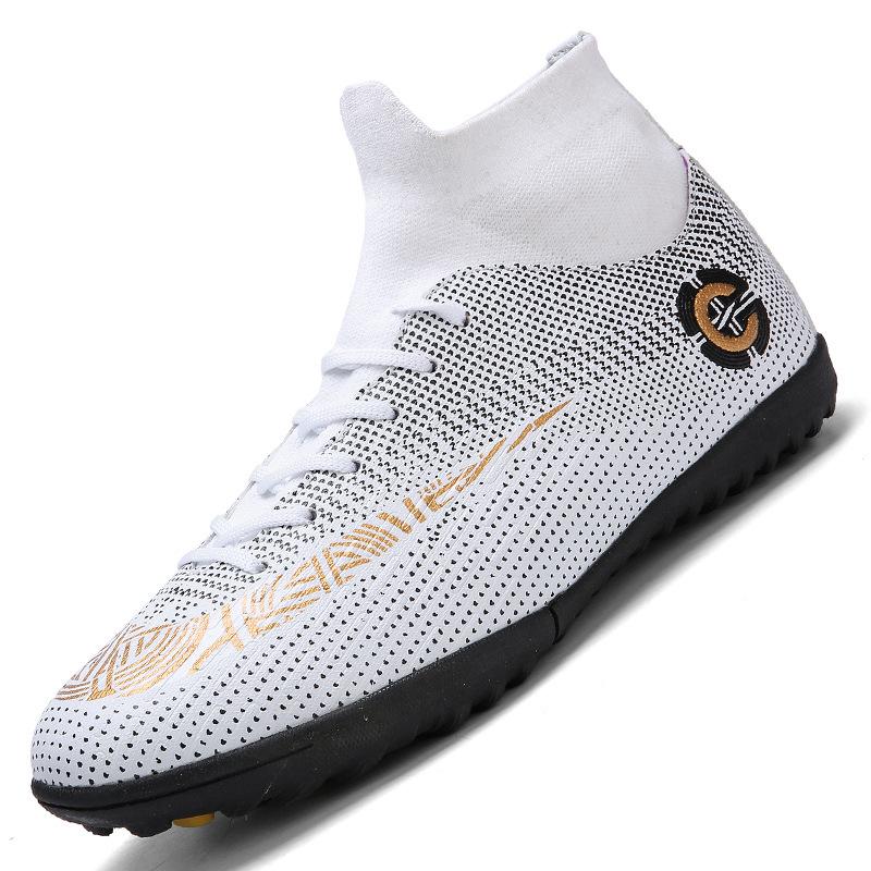 Мужские и женские футбольные бутсы 474849 большого размера с высоким верхом из кожи, длинные гвозди, клеевые гвозди, сломанные гвозди, плоская подошва, большого размера, молодежная спортивная обувь