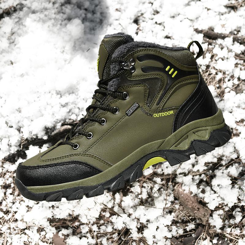 39-47 Мужская бархатная уличная обувь с высоким берцем, обувь для скалолазания большого размера, теплые походные ботинки для волос