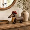 Vintage Style Home Accents Rustic Wooden Cat Ornament with Spring Shaking Head for Farmhouse Tabletop Artistic Retro Room Decor, Handcrafted Folk Art