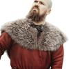 Викингов Искусственный Мех Шаль Плащ Воина Ренессанса LARP Косплей Костюм Средневекового Рыцаря Мантия Накидка на Плечи Воротник