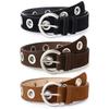 Big Buttonhole Suede Leather Belt Luxury Design Retro Waistband Women Waist Belt  Jeans Decoration