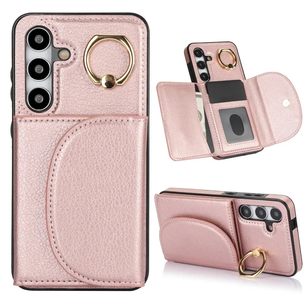 Чехол-кошелек с кольцом-подставкой для карт Samsung Galaxy S21 S23 FE S22 S24 Ultra Plus A54 A53 A52S A52 A73 A72 A15 A14 A13 5G A71 A51 4G