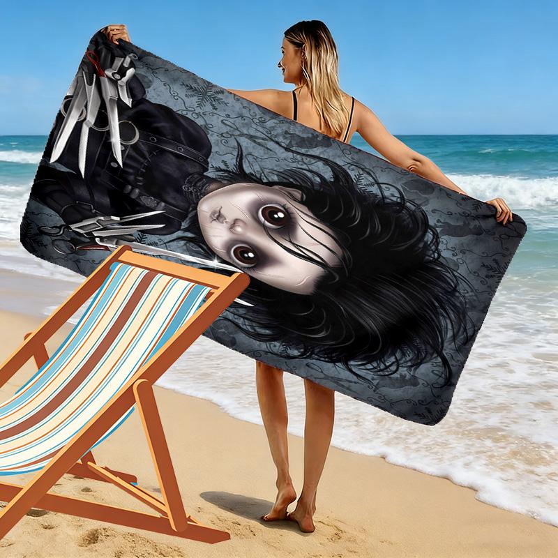 Edward Scissorhands Print Beach Towel, Large Soft Quick Dry Towel for Beach Camping Swimming