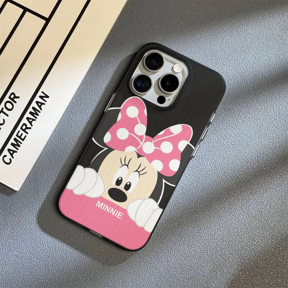 M-Минни M-Микки Для iPhone 16 15 14 13 12 11 17 Pro Max Plus Волна Гофрированный Чехол для Телефона Противоударная Крышка