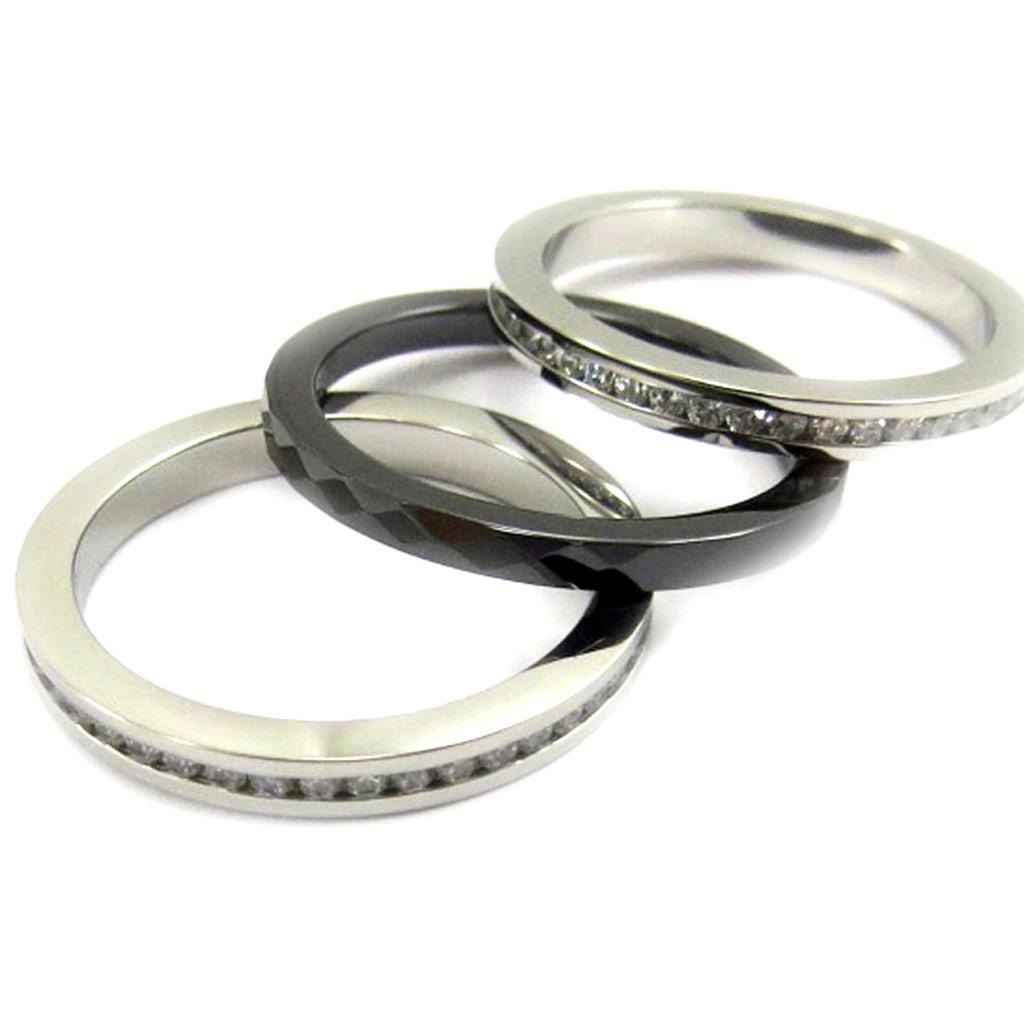 Стальное кольцо 'Сисси' черно-белое - 7 мм