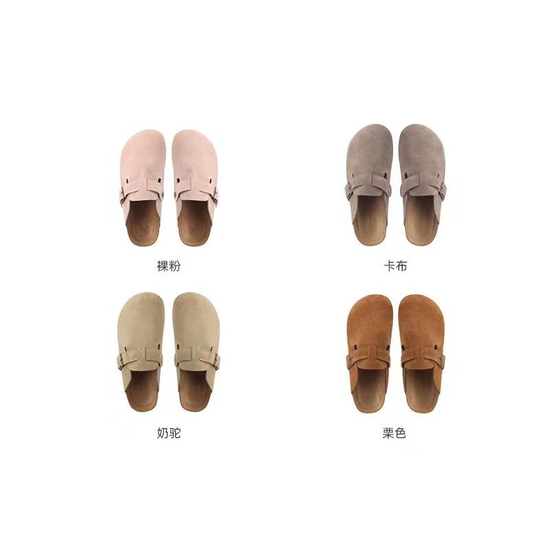Baotou Half Slippers Women's 2025 Autumn and Winter New Cowhide Retro Muller Shoes Flat Casual Leather Ugly Cute