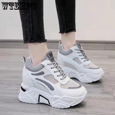 Внутренняя высота 8 см. Женская обувь. Весенние и летние модели. Дышащая сетчатая поверхность. Полая повседневная обувь. Женские папины туфли с толстой подошвой.