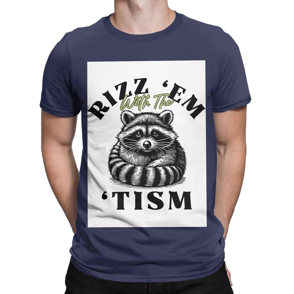 Aautism Funny Rizz Em With The Tism Autistic Racoon Graphic 100 Cotton Tshirt Aautism Racoon Tops Tees For Unisex