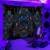 Black Light UV Reactive Psychedelic Space Tapestry Wall Hanging Hippie For Bedroom Dorm Independent Room Decoration