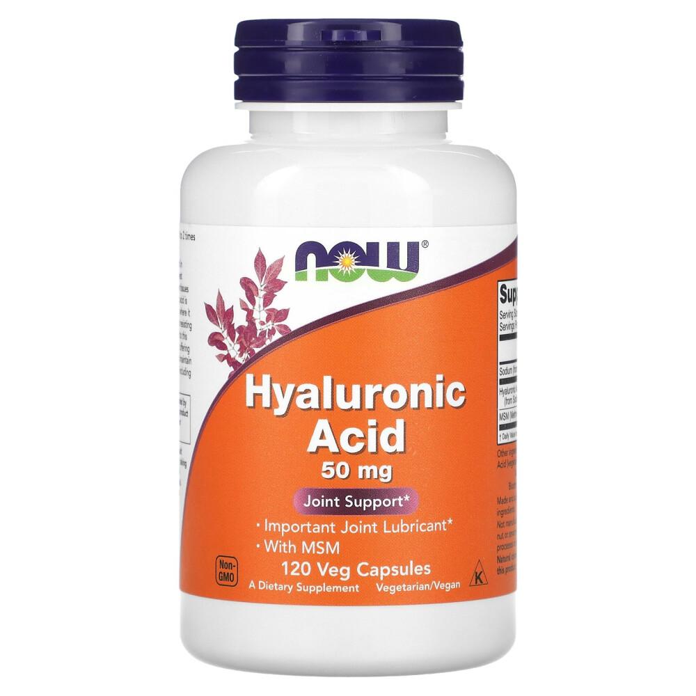 Now Foods Hyaluronic Acid 50mg with MSM, Veggie Capsules, 120 Count