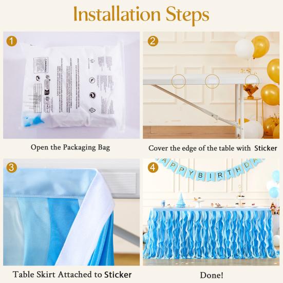 Curly Willow Table Skirt for Rectangle Round Tables 6ft Ruffle Tutu Table Cloth Reusable