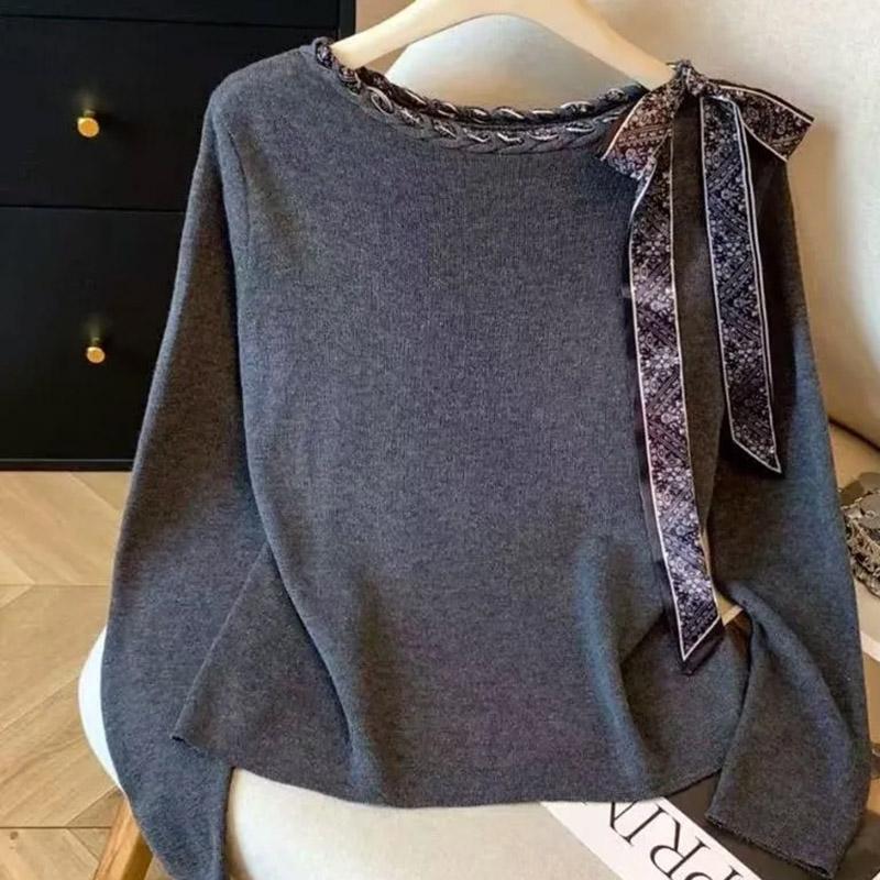 Свитер для женщин Осень Зима Утепленный Пуловер Теплый Эластичный С длинным рукавом Вязаный Джемпер Топы с круглым вырезом