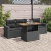 VidaXL Garden Lounge Set 5 Pcs with Cushions Black Wicker, Outdoor Sofa Set, Garden Lounge, Set 3326981