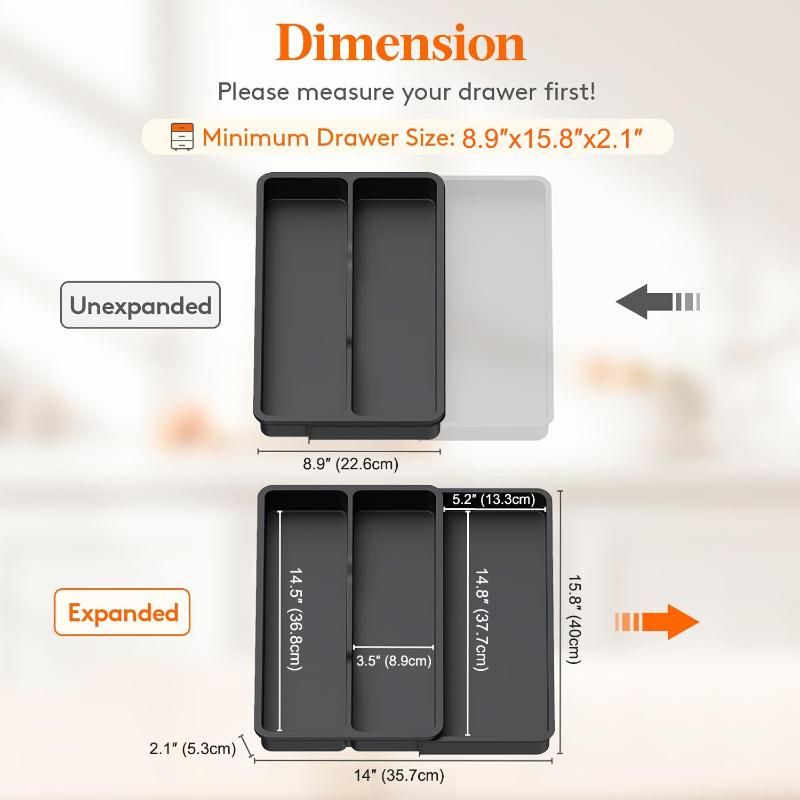 Expandable Utensil Tray Adjustable Silverware Divider Non Slip 6 Slot Drawer Organizer for Kitchen