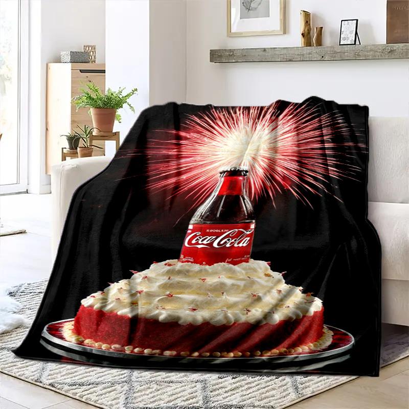 Christmas gift Halloween themed cola beverage Coca Cola blanket soft home furnishing nap decoration four seasons warm Sherpa blanket U6