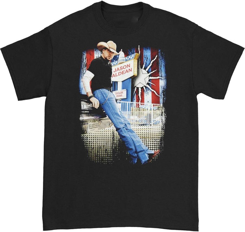 New Jason Aldean Cotton Black Shirt Unisex Concert S to 5XL EL395 Unisex T-Shirt