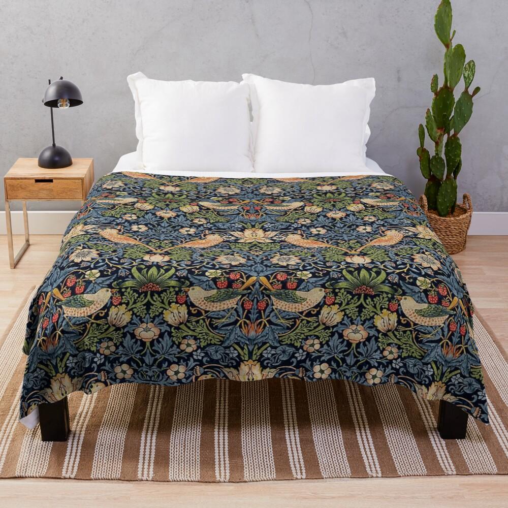 Strawberry Thief Royal Vintage Pattern Throw Blanket