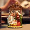 Christmas Nativity Scene Figurine Birth of Jesus Ornament Painted Manger House DIY Resin Sculpture