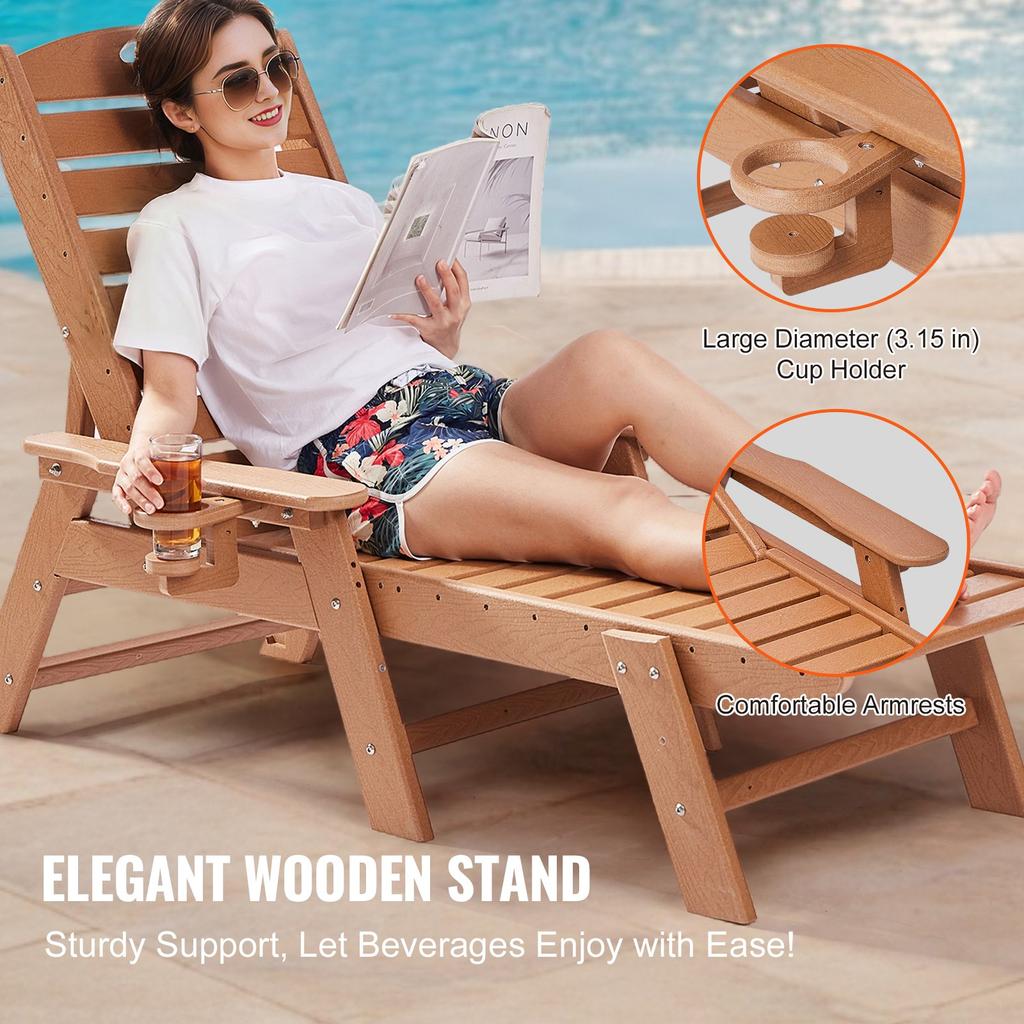 VEVOR Chaise Lounge Chair, 181 kg Weight Capacity, 6 Positions Adjustable Patio Lounge Chair