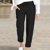 Women Summer Solid Color Double Pocket Pants Loose Long Pants Plus SizeTrousers Ladies Cotton Linen Trousers
