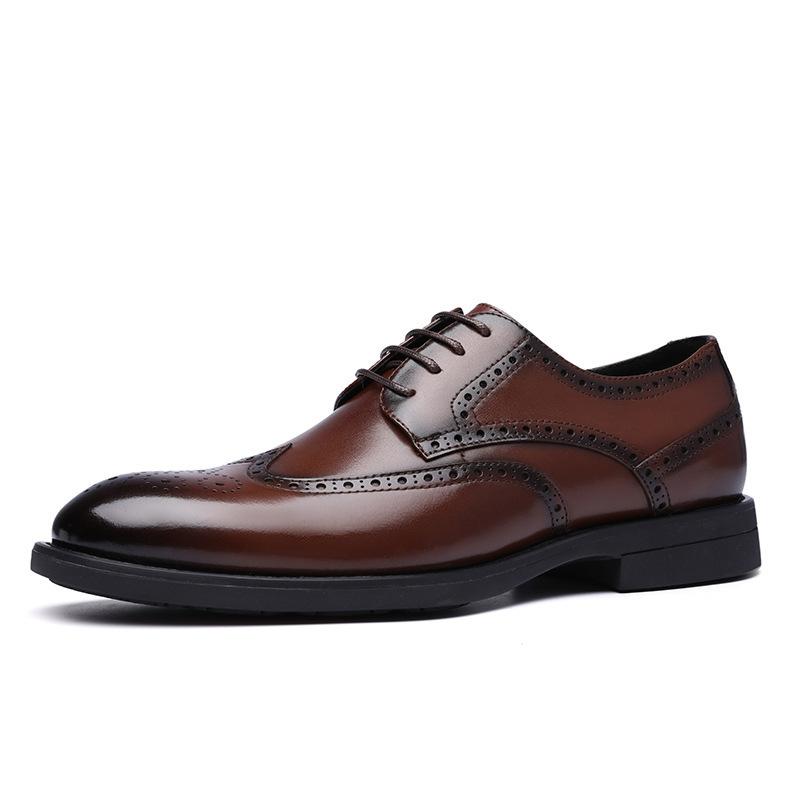 Spring and Autumn New Brock Carved Leather Shoes Men's British Style Versatile Business Dress Shoes Breathable Groom Wedding Shoes