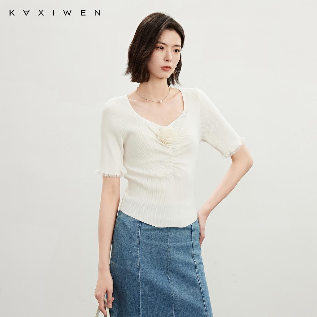 Flower fashion pleated knitted sweater