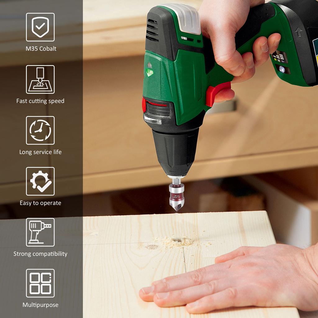 Набор из 5 шт. кобальтовых сверл M35 Precsie с шестигранным хвостовиком, зенковочное сверло, набор с углом 82°, многофункциональное кобальтовое зенковочное сверло M35