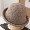 Hollow knitted bucket hat women's autumn and winter new face small bucket hat foreign air breathable hat sunshade sunscreen hat