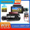 WIFI APP Автомобильный видеорегистратор Камера 1080P Видеорегистратор Передняя и внутренняя камера для автомобиля Двойной объектив HD Циклическая запись Видеорегистратор Черный ящик