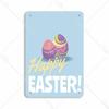 Mfoever Easter Vintage Tin Sign Poster Easter Bunny Promotions Wall Easter Egg Decoration Reminding Metal Painting Decor X CM