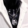 [Seki-Kira] Floating Silver Dragon Crystal Pendant, Natural Stone Crystal Necklace, 50cm, Men's, Power Stone, 553