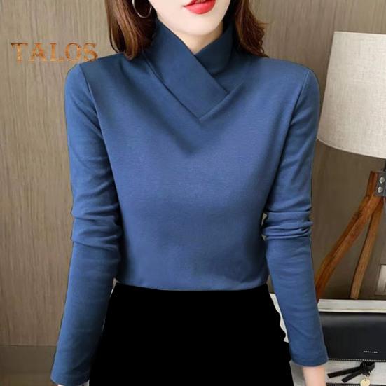 Женские топы с высоким воротником и длинным рукавом, облегающие, мягкие, эластичные, однотонные, с уникальным вырезом горловины