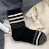 Зимние полосатые шерстяные носки - Японский академический стиль, до середины голени, свободные, теплые для женщин
