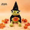 Halloween Stuffed Animal Wizard Frog Plush Doll, Pumpkin And Cloak Decor, Desktop Ornament Decoration Soft Toy for Holiday Home Creative Prop