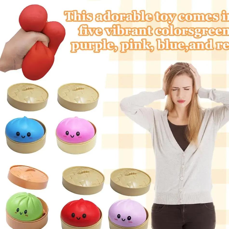 Dumpling Pressure Dumpling Squishies Cute Colorful Bun Toy Slow Rising Stress Relief Fidget Toy For Kids Adults Anti-Anxiety Gif