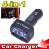 DC 5V 3.1A 4 в 1 светодиодный цифровой вольтметр амперметр термометр двойной USB универсальное автомобильное зарядное устройство напряжение
