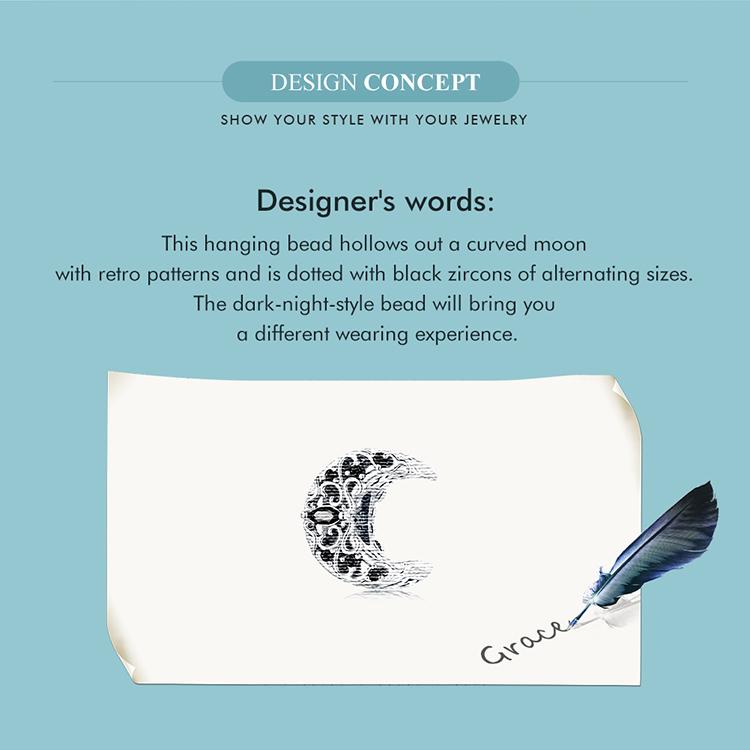 WOSTU Очаровательные лунные бусины со звездами и галактиками из стерлингового серебра 925 пробы в стиле темной ночи, подходят для изготовления женских браслетов и браслетов своими руками, ювелирных изделий