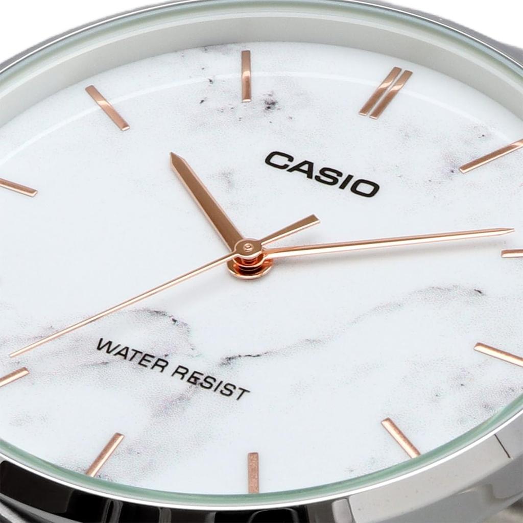 Casio Quartz Watch White Marble Metal Band Men's MTP-VT01DM-7A (Overseas Model) [Used]