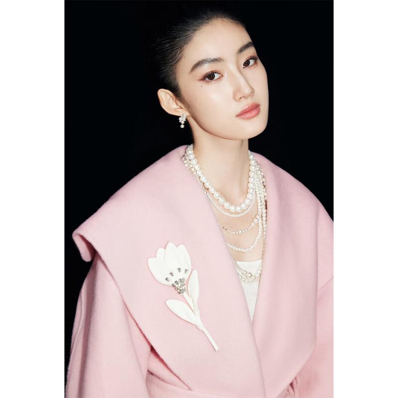 Укороченный пальто Mandy Zhang в французском стиле, 100% шерсть, с отделкой