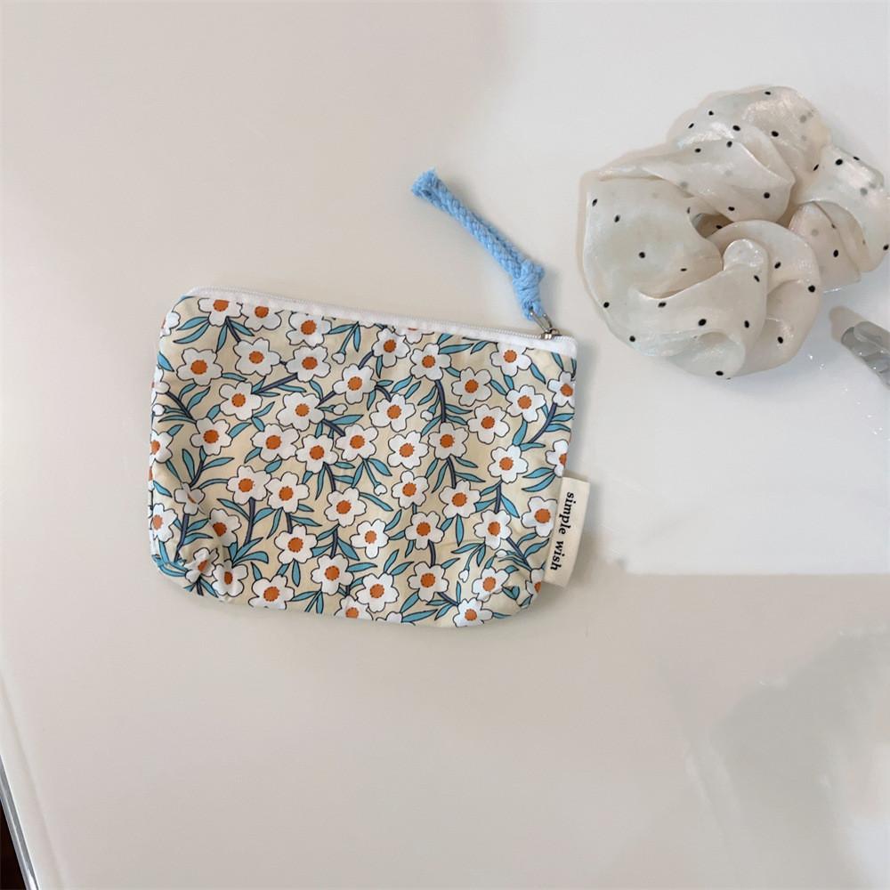 Мини-сумки-органайзеры из хлопка с цветочным принтом для женщин, маленькая тканевая косметичка для макияжа, маленькая сумочка для монет, детский косметичка