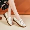 Women Moccasins Slip On Leather Shoes Driving Flats Casual Walking Shoes Summer Hollow Breathable Shoes for Girl Plus Size